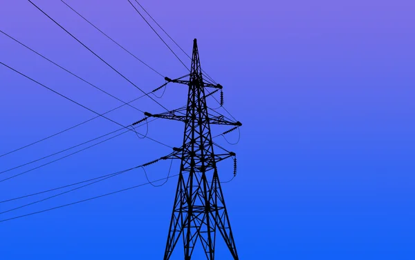 Pylons de eletricidade e linha — Fotografia de Stock