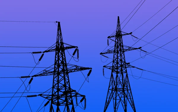 Electricidad pilones y línea —  Fotos de Stock