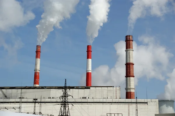 Pipes of coal burning power station — Stock Photo, Image