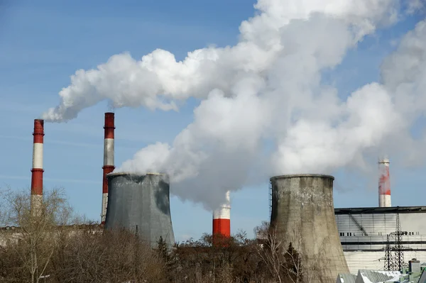 Pipes of coal burning power station — Stock Photo, Image