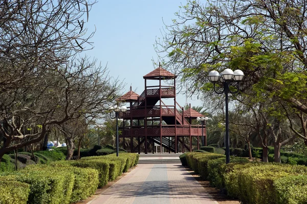 View of beautiful park in Dubai, UAE. Al Mamzar Beach and Park. — Stock Photo, Image