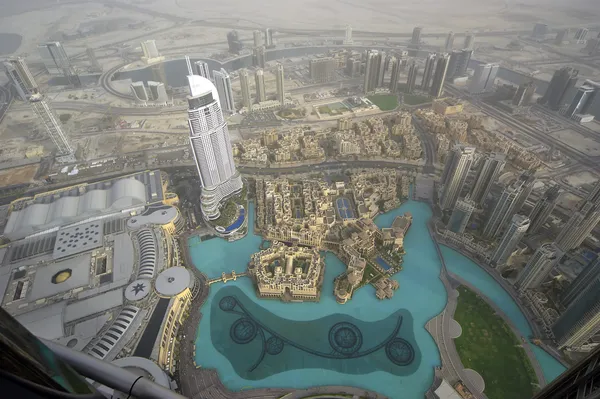 Dubai, EAU. Vista aérea desde la altura de Burj Khalifa — Foto de Stock