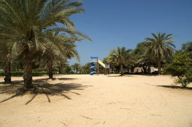Dubai, Birleşik Arap Emirlikleri güzel park manzarası. Al mamzar plaj ve park.