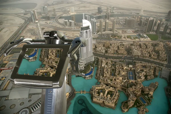 Dubai, Förenade Arabemiraten. Flygfoto från höjden av burj khalifa — Stockfoto