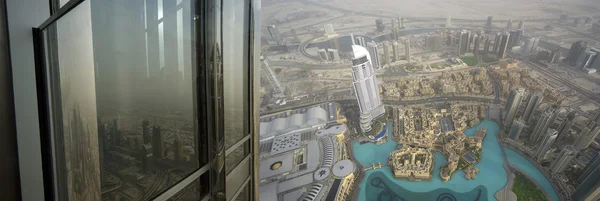 Dubai, Verenigde Arabische Emiraten. Luchtfoto van de hoogte van de burj khalifa — Stockfoto