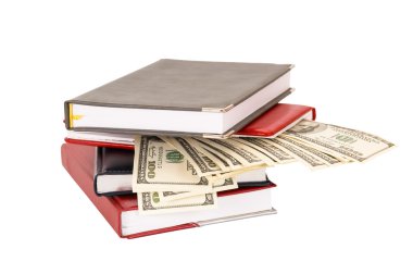 yüz dolar faturaları para ve bir yığın defter