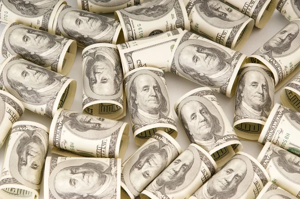 Cem notas de dólar pilha de dinheiro — Fotografia de Stock