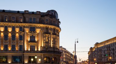 Ulusal otelden (1901) modacı kare görünümü. Moscow, Rusya Federasyonu