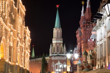 Moskova kremlin tarafından gece, Rusya Federasyonu