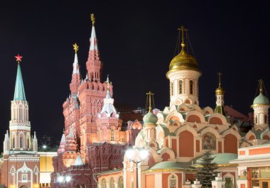 Moskova kremlin tarafından gece, Rusya Federasyonu