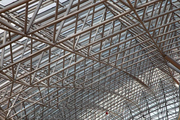 Glass roof with metal structure in perspective — Stock Photo, Image