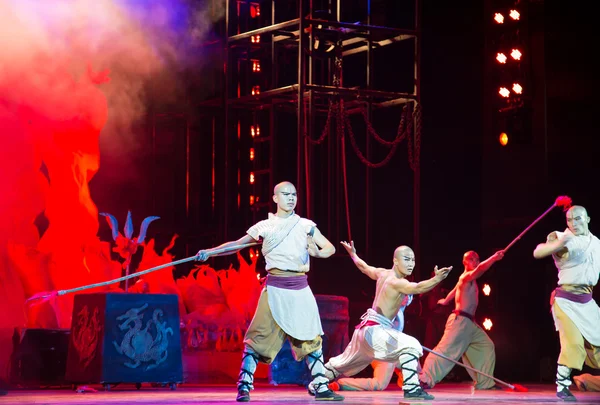 Dramă de acțiune "Legenda Kungfu", cel mai interesant spectacol kungfu din lume, "Teatrul Roșu", Beijing, China — Fotografie, imagine de stoc