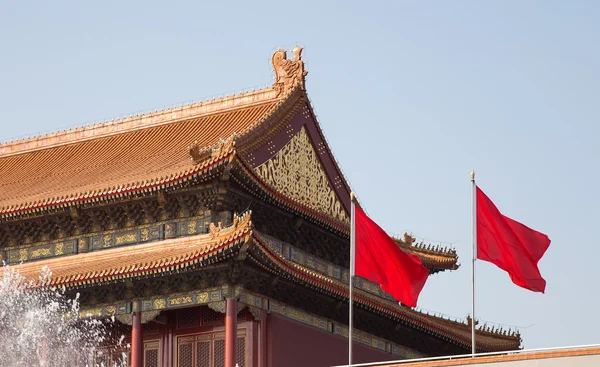 Tiananmen stadspoort toren aan de verboden stad ten noorden van tiananmen-plein, beijing, china — Stockfoto