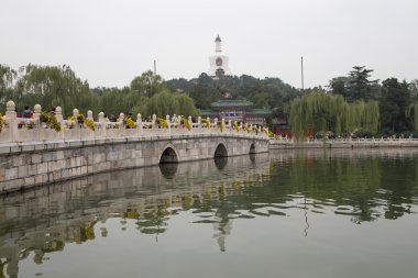 Beihai parkıdır--Pekin yasak şehir kuzeybatısında bir imparatorluk Bahçesi