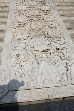büyük bir taş yanında oyma bölge dev Vahşi kaz Pagodası, xian (sian, xi'an), shaanxi Eyaleti, Çin