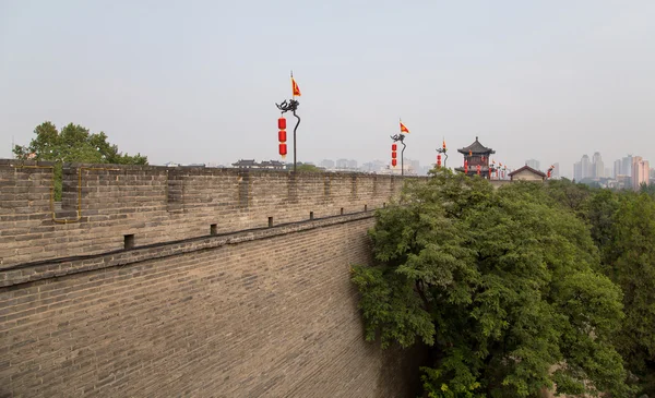 Fortificações de Xian (Sian, Xi 'an) uma antiga capital da China- representam uma das mais antigas e melhor preservadas muralhas da cidade chinesa — Fotografia de Stock