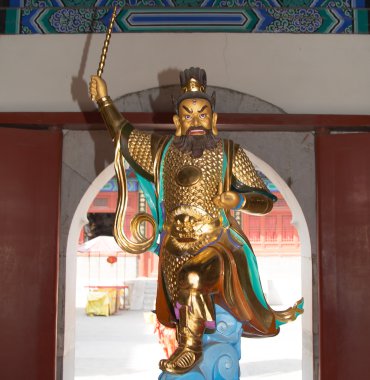 dharmapala (dharma koruyucusu), Pekin, Çin Budist tapınağı.