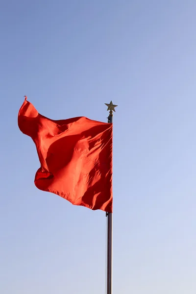 Red flags on the Tiananmen Square -- is a large city square in the center of Beijing, China — Stock Photo, Image