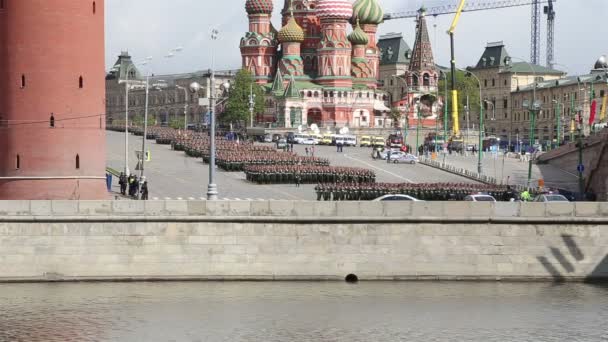 Próby wojskowe parady na placu czerwonym Moskwa, Rosja. maj, 07 2014 — Wideo stockowe