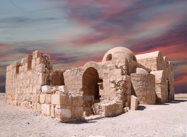 amman, Ürdün yakınındaki Quseir (Kasr) amra çöl castle. ünlü fresk 's ile dünya mirası.