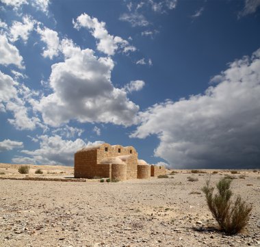 Quseir (Qasr) Amra desert castle near Amman, Jordan. World heritage with famous fresco's. clipart