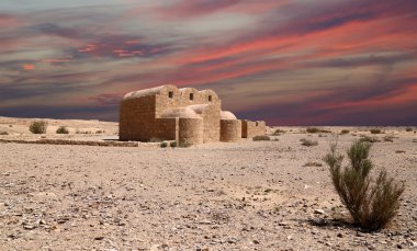 Quseir (Qasr) Amra desert castle near Amman, Jordan. World heritage with famous fresco's. clipart