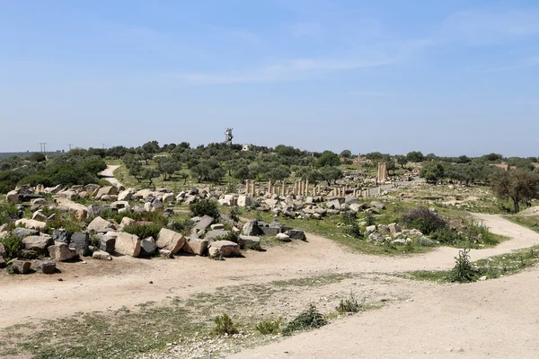 Roman ruins at Umm Qais (Umm Qays) --is a town in northern Jordan near the site of the ancient town of Gadara. Umm Qais is one of Jordan's most unique Greco Roman Decapolis sites — Stock Photo, Image