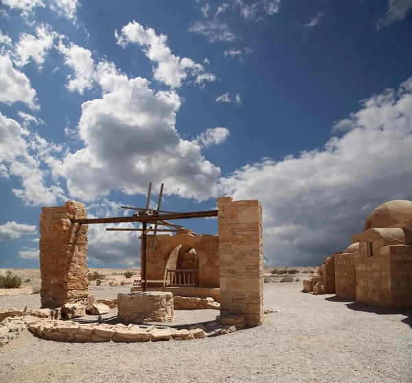 Quseir (Qasr) Castillo del desierto de Amra cerca de Ammán, Jordania. Patrimonio de la humanidad con frescos famosos . — Foto de Stock
