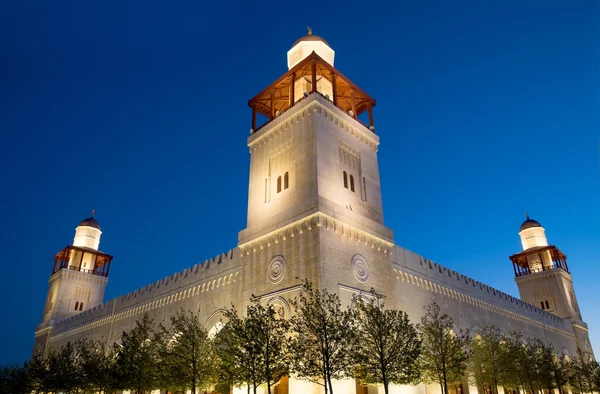 Moschea King Hussein Bin Talal ad Amman (di notte), Giordania — Foto Stock