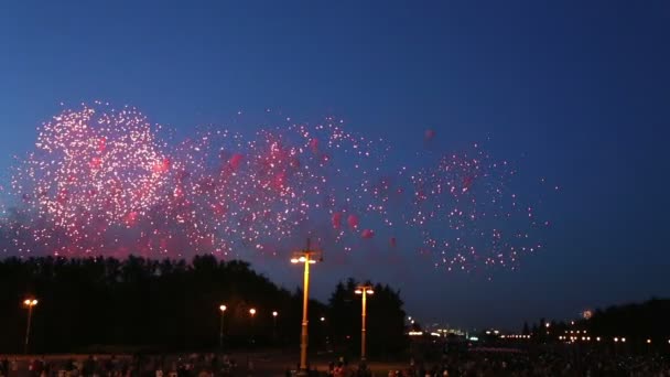 Fogos de artifício no Dia da Vitória, Moscou, Federação Russa (MAIO 09, 2014 ) — Vídeo de Stock