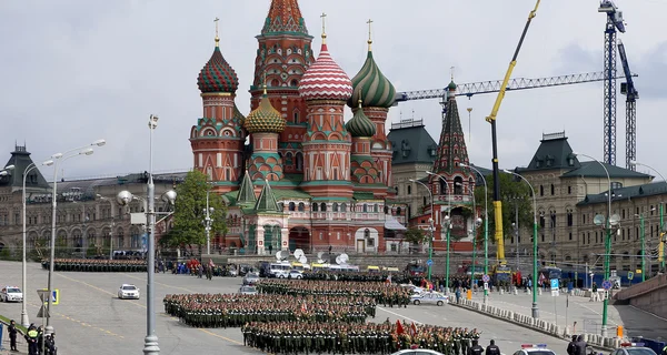 Rehearsal of military parade on Red Square Moscow, Russia. may, 07 2014 — Stock Photo, Image