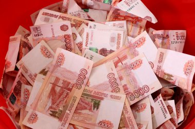 Rus banknotlar close-up. Beş bin Rublesi notları