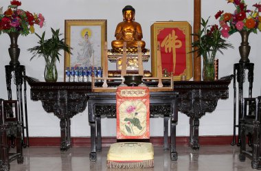 Budist tapınağı. heykeli altın Buda--Güney xian (sian, xi'an), shaanxi Eyaleti, Çin