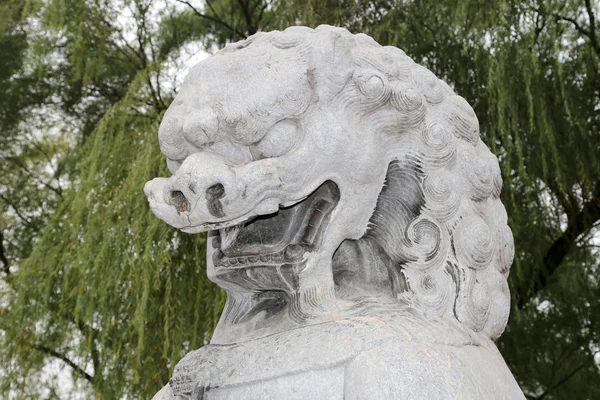 Stone Guardian Lion Statue in Beihai Park -- is an imperial garden to the northwest of the Forbidden City in Beijing, China — Stock Photo, Image
