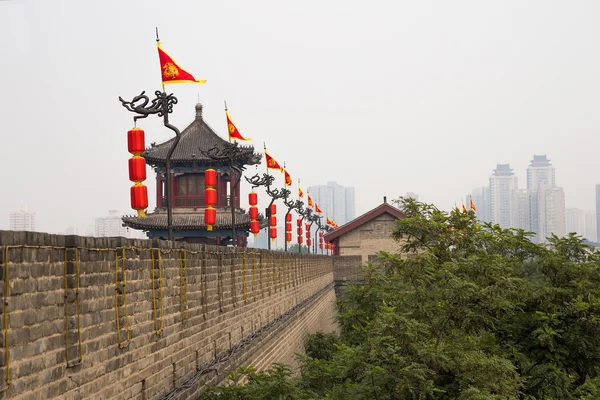 Fortificações de Xian (Sian, Xi 'an) uma antiga capital da China- representam uma das mais antigas e melhor preservadas muralhas da cidade chinesa — Fotografia de Stock