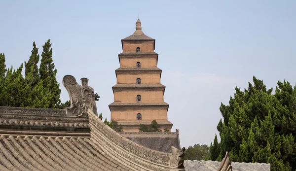 La pagoda gigante del ganso salvaje o gran pagoda del ganso salvaje, es una pagoda budista ubicada en el sur de Xian (Sian, Xi 'an), provincia de Shaanxi, China. — Foto de Stock