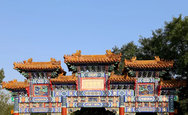 Pomnik Lwa Strażnika w Świątyni Yonghe (Świątynia Lamy) w Pekinie, Chiny — Zdjęcie stockowe