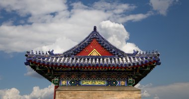 Çatıya bir Budist tapınağı, xian (sian), Çin'in geleneksel dekorasyon
