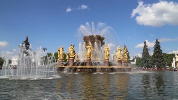 Fountain Friendship of Nations-VDNKH (Centro Espositivo di tutta la Russia), Mosca, Russia — Video Stock