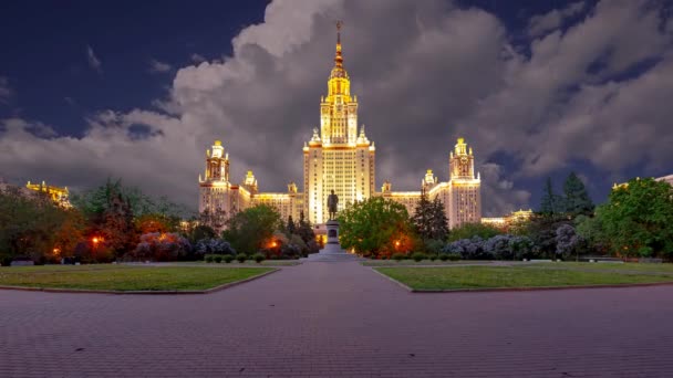 Het Belangrijkste Gebouw Van Lomonosov Moskou State University Sparrow Hills — Stockvideo