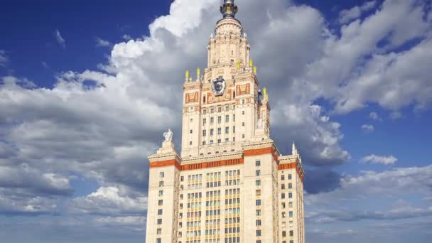 Main Building Lomonosov Moscow State University Sparrow Hills Summer Day — Stock Video