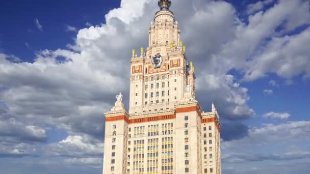 Huvudbyggnaden Lomonosov Moscow State University Sparrow Hills Sommardag Det Den — Stockvideo