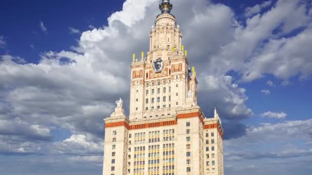 Huvudbyggnaden Lomonosov Moscow State University Sparrow Hills Sommardag Det Den — Stockvideo