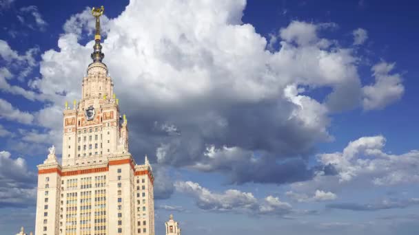 Edifício Principal Universidade Estadual Lomonosov Moscou Sparrow Hills Dia Verão — Vídeo de Stock