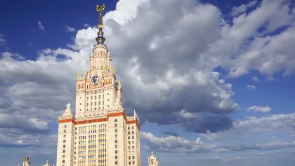 Huvudbyggnaden Lomonosov Moscow State University Sparrow Hills Sommardag Det Den — Stockvideo