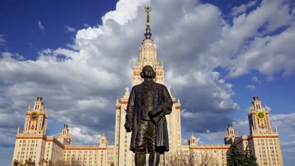 Edifício Principal Universidade Estadual Lomonosov Moscou Sparrow Hills Dia Verão — Vídeo de Stock