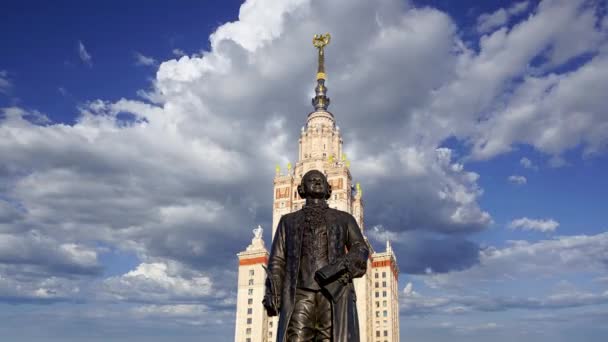 Huvudbyggnaden Lomonosov Moscow State University Sparrow Hills Sommardag Det Den — Stockvideo