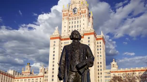 Edifício Principal Universidade Estadual Lomonosov Moscou Sparrow Hills Dia Verão — Vídeo de Stock