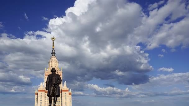 Main Building Lomonosov Moscow State University Sparrow Hills Summer Day — Stock Video