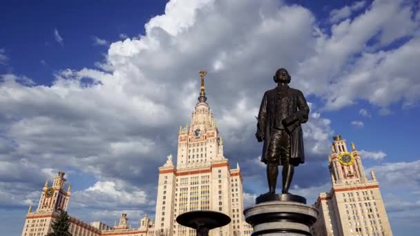 Het Belangrijkste Gebouw Van Lomonosov Moskou State University Sparrow Hills — Stockvideo